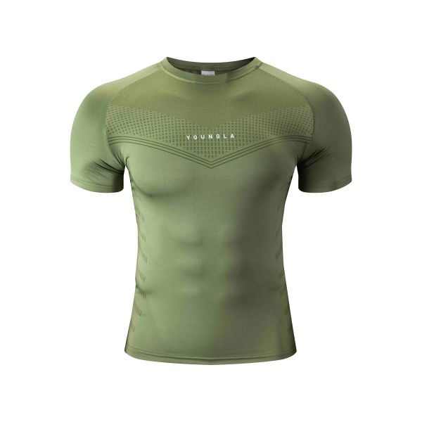 Men's Mesh Panel Quick Dry Compression Workout T Shirt for Activewear