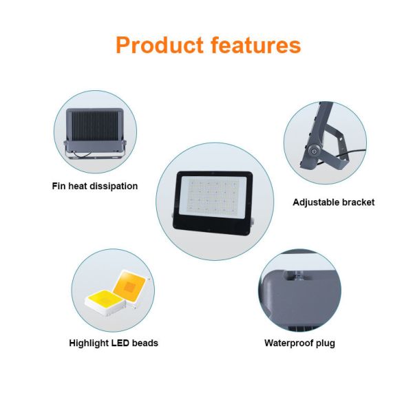 GK-E High Power AC LED Flood Light, Max 500W, IP65 Waterproof, Branded LED Beads High Lumen Outdoor Lighting