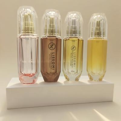 Pump Press 120ml Cosmetic Glass Lotion Bottle Hexahedral Diamond Appearance