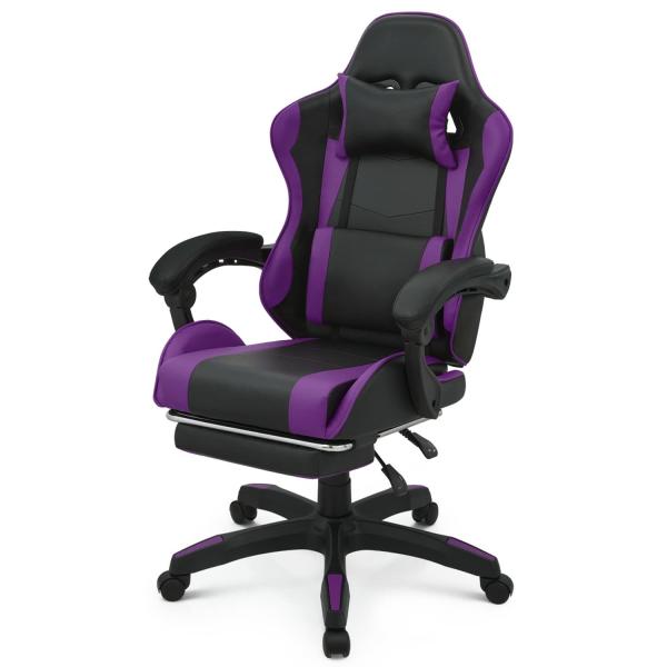 High Back Ergonomic Video Game Chair with Footrest Headrest Lumbar Support Gaming Chair