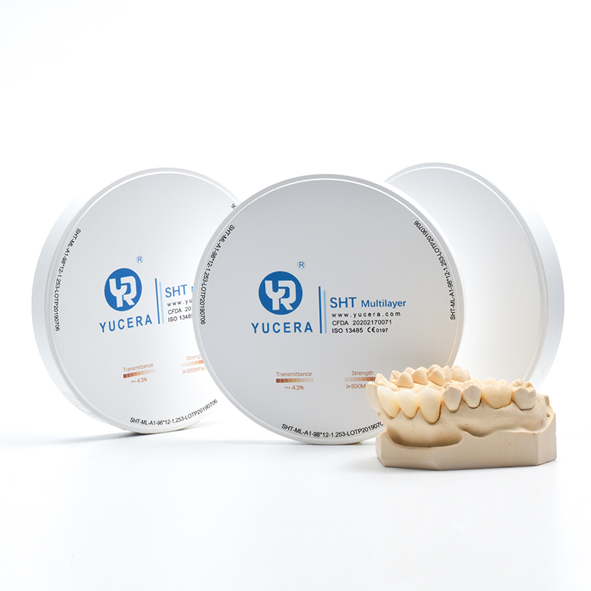Highly Aesthetic Effect Dental Zirconium Blank SHT Multilayer 100 Powder in Dental Lab Use for Making Perfect Denture