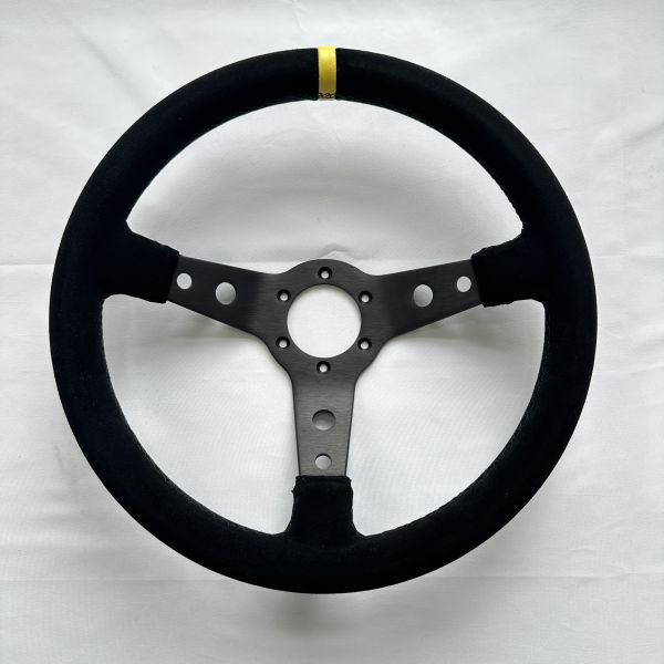 DELUXON 14Inch Racing Steering Wheel Suede 350mm Wheels Aluminum Frame PCD 6x70mm Deep 70mm Car/Game Universal