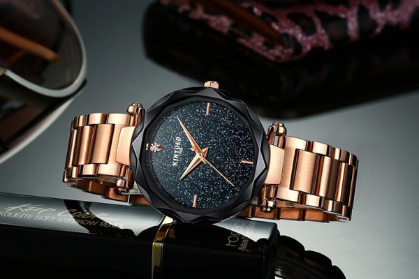 KINYUED stainless steel quartz movement women stainless steel band  waterproof wrist watch