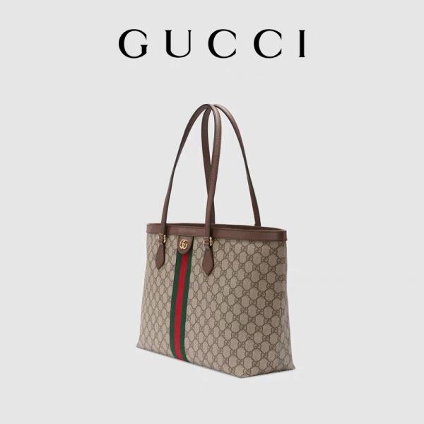 Dames équilibrées en cuir de GG de Gucci Ophidia Tote White Medium de toile