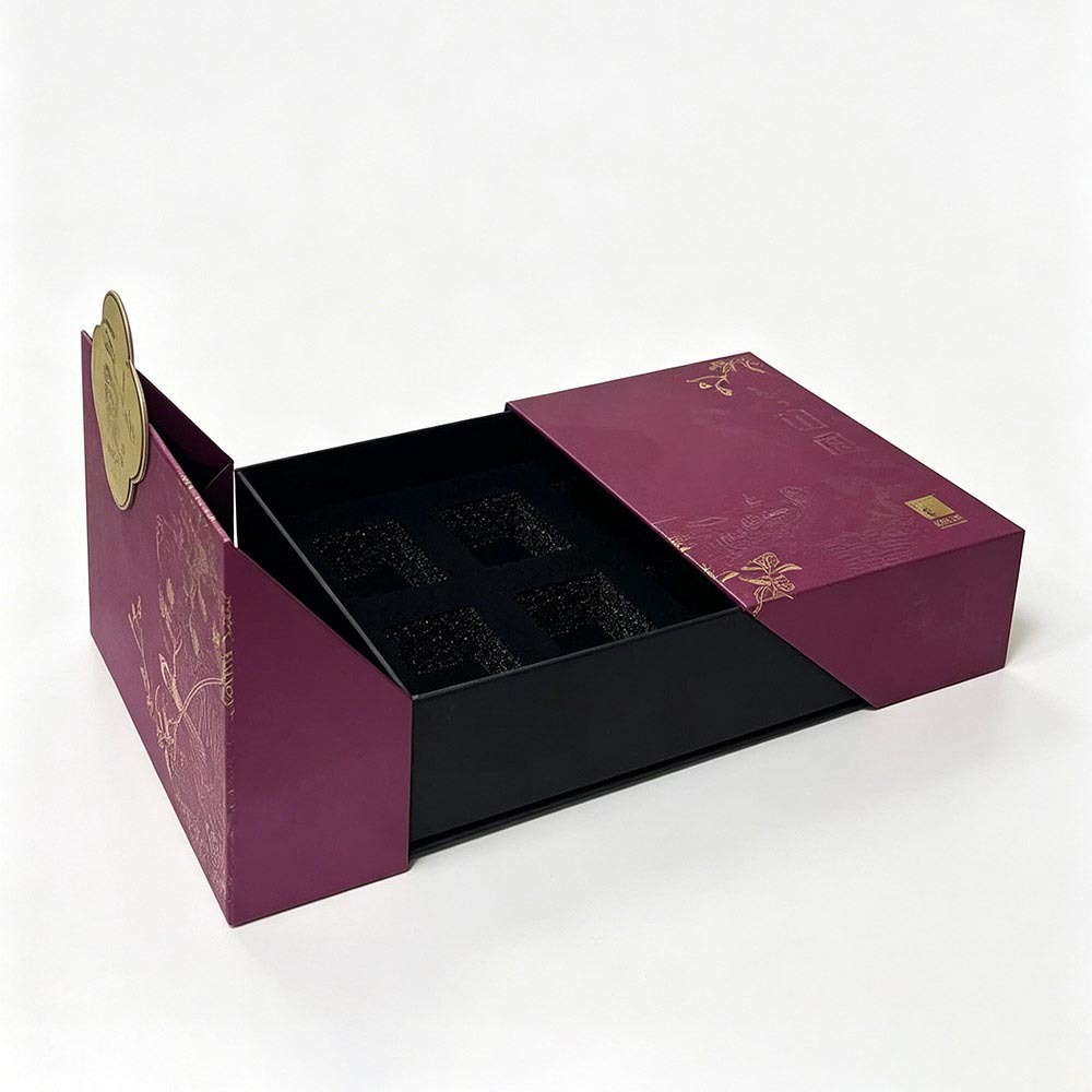 Custom Gatefold Rigid Gift Box with Velvet Pearl Cotton Insert