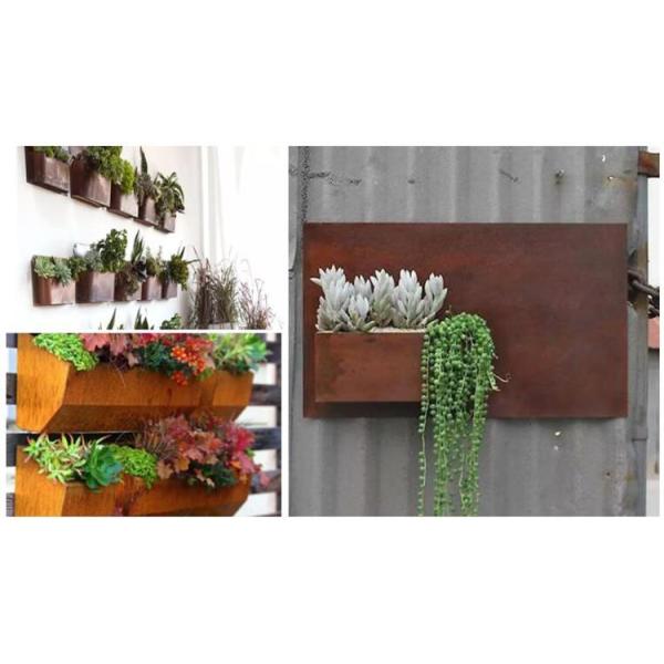Pre Weathered Corten Steel Wall Art Rustic Wall Hanging Flower Pots