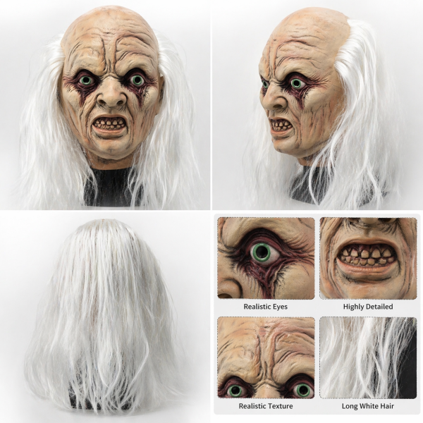 Latex Material Creepy Mask for Halloween Events - One Size Fit Most Scary Mask for Horror Themed Parties