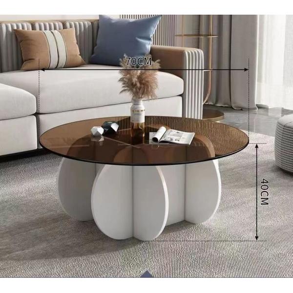 Simple Light Luxury Solid Wood Acrylic Coffee Table Living Room Round Tea Table