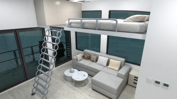 Maison flottante de luxe en aluminium, bateau de 8 m de long pour les visites.