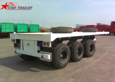 Three - Axle 40FT 12 Tires Flatbed Semi Trailer , Flatbed Equipment Trailer