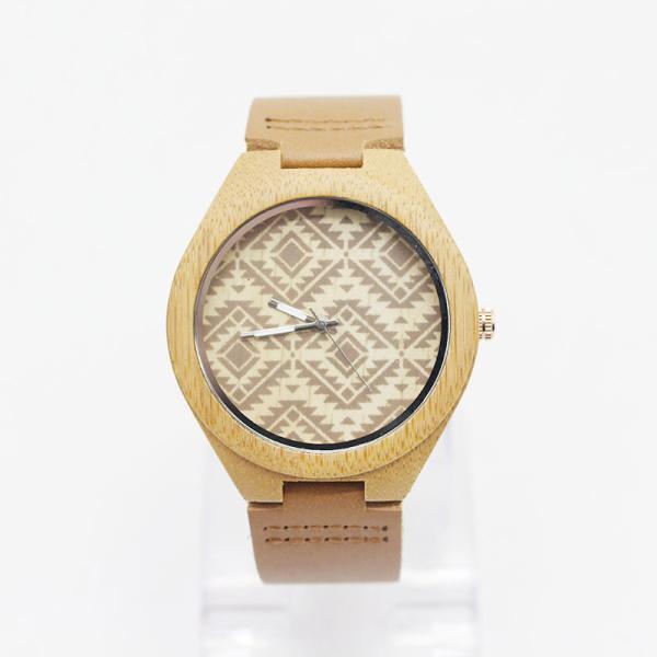OEM Logo Unisex Bamboo Wrist Watch Leather Belt Watches For Mens