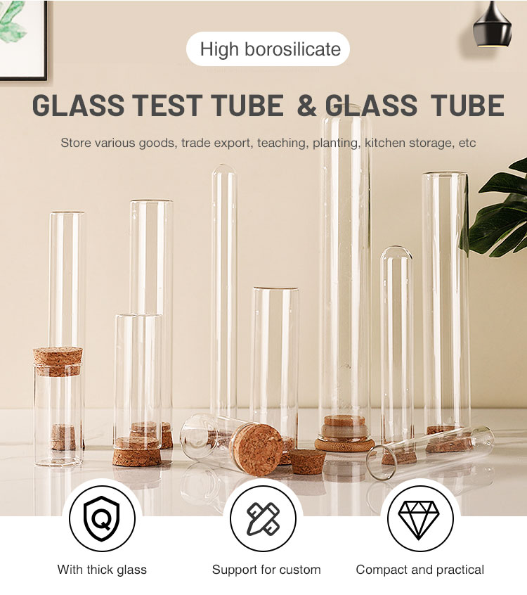 15x100mm Flat Bottom Round Bottom Laboratory Borosilicate Tube Glass Pipe Cylinder With Cap Test Tube Bottle With Cork