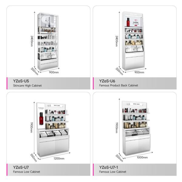 High Quality Cosmetics Store Display Rack Premium Stainless Steel Promotion Cabinet With White Organic Light Tube For Retail Store Design