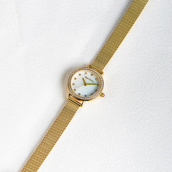 Round Japan Movt Gold Watch 32mm Mesh Belt Waterproof Quartz