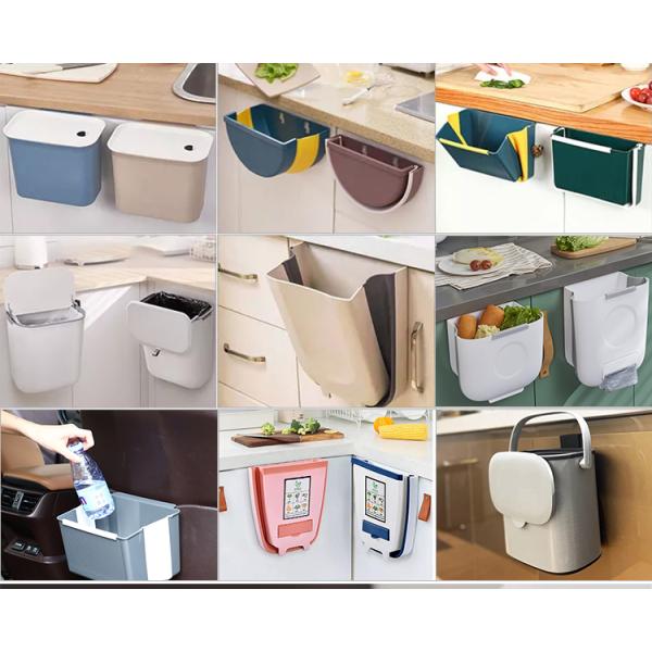 Wood Grain Round Household Desktop Mini Simple Large-capacity Wastepaper Basket Plastic High-footed Trash Can