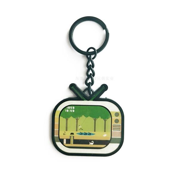 Cartoon Laser Logo Metal Key Ring TV Shape Zinc Alloy For Children Gifts