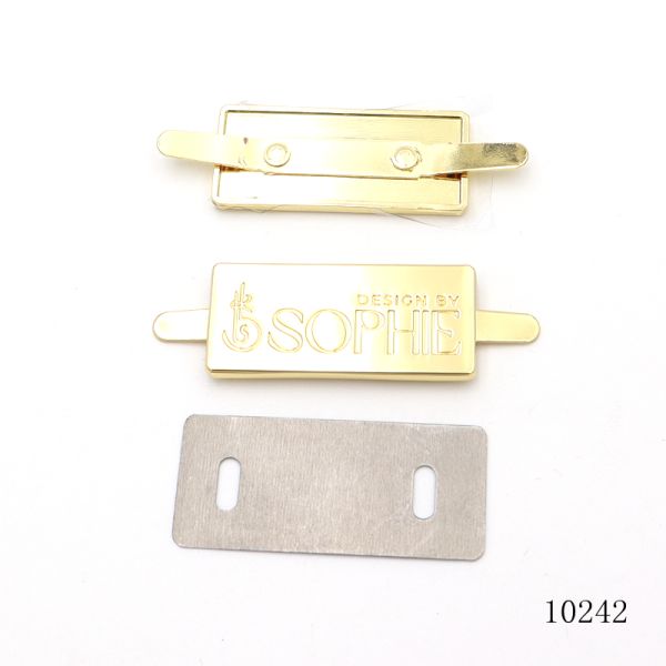 Highly Polished Metal Logo Tag Gold Bag Name Plate OEM / ODM