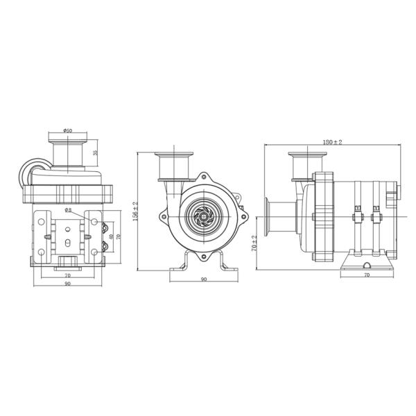 48VDC Входной электрический насос для охлаждающей жидкости 700 Вт Главное давление 180 КПа Для охлаждающей системы