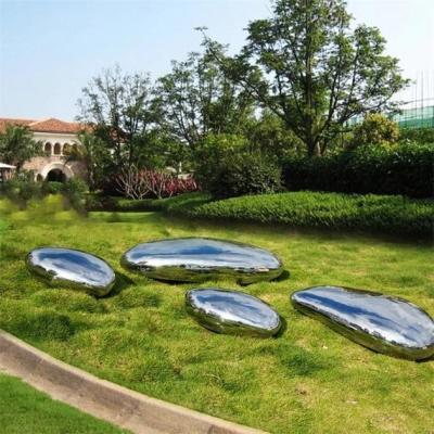 Escultura de aço inoxidável de forma de seixo de pedra para jardim