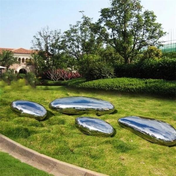 Escultura de aço inoxidável de forma de seixo de pedra para jardim
