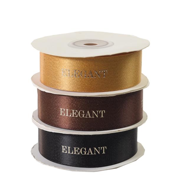 2 . 5 Inch Thin Decorative Satin Ribbon Black / Brown / Golden Color