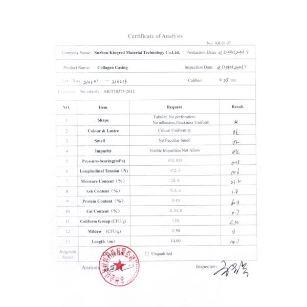Envases de salchichas de colágeno de grado alimenticio de 18 mm Comestibles para envases de salchichas