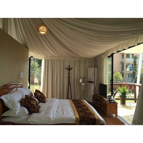 White Accommodation shelter luxury Camping Tent for hotel room / resort