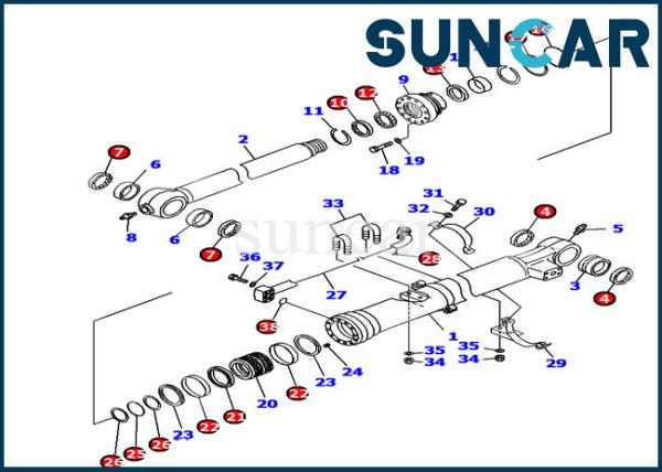 707-99-37150 jogo de reparação da maquinaria de Bucket Cylinder Seal Kit Fits Komatsu PC160LC-7E0 da máquina escavadora