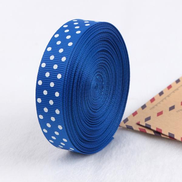 16mm White Polka Dot Printed Grosgrain Ribbon for in Double Face Style
