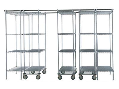 86 High Cold Room Hygienic High Density Wire Shelving With Vented Shelves