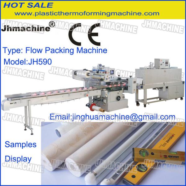New Condition Flow Packing Machine Within Shrink tunnel For Home Furnish decorate Products