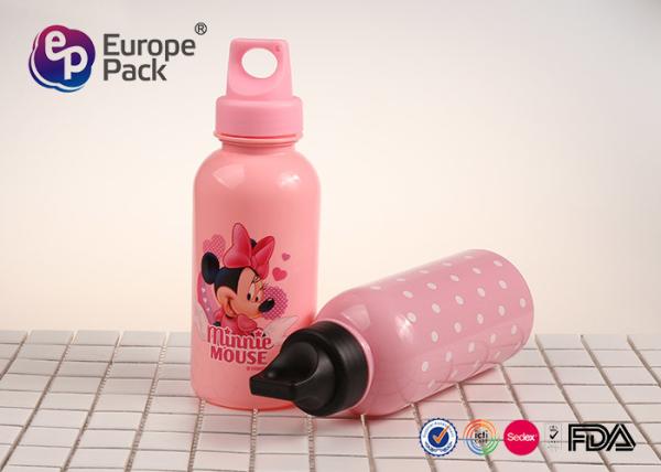 Portable Cute Pattern Refillable Pink Kids Plastic Water Bottles With Lid