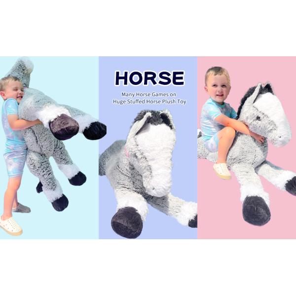 MorisMos 47 Inch Realistic Giant Horse Pillow Soft 4ft Long PP Filled Stuffed Pony Toy for Boys Girls Cute Style for Parties