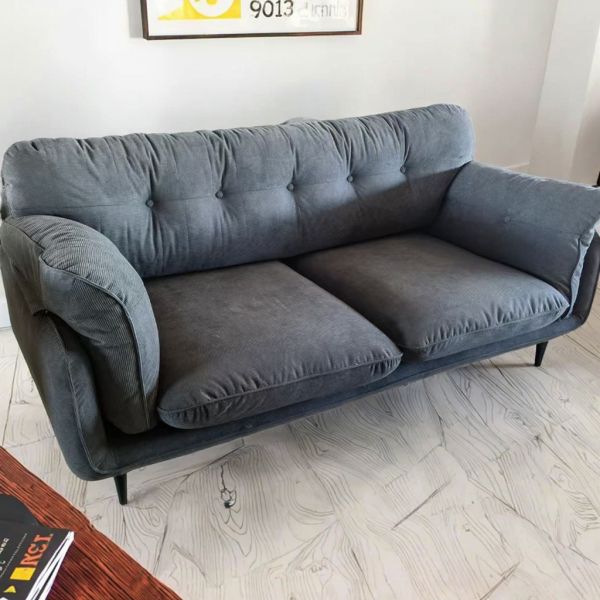 Italian Style Minimalist Double-Seat Framed Retro Sofa Comfortable Straight Row Leisure Fabric Sofa Couch for Apartment Villa