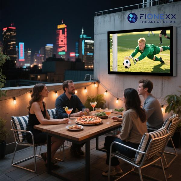 4K Ultra HD Visuals And 3D Surround Sound Outdoor IP55 Weatherproof TV For Partial Sun With Compatible Wall Mount