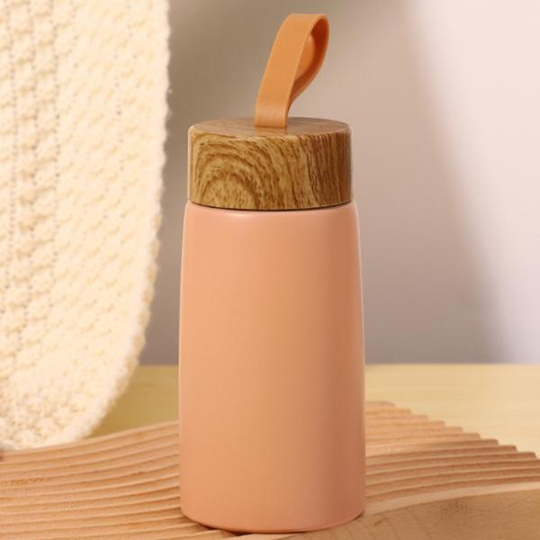 Vacuum Flasks Thermoses Small Capacity Insulated Cup with Creative Wood Grain Design