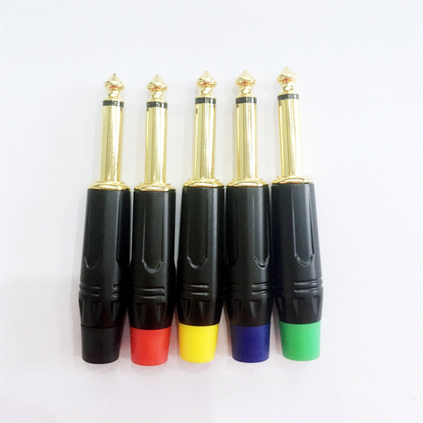 Professional Audio Cable Connectors 6.35mm Jack Plug ZL601 With Gold Front Rod