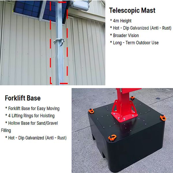 Corrosion Resistant Solar Mobile Light Tower 90° Manual Lifting Flexible Installation Outdoor Light Tower