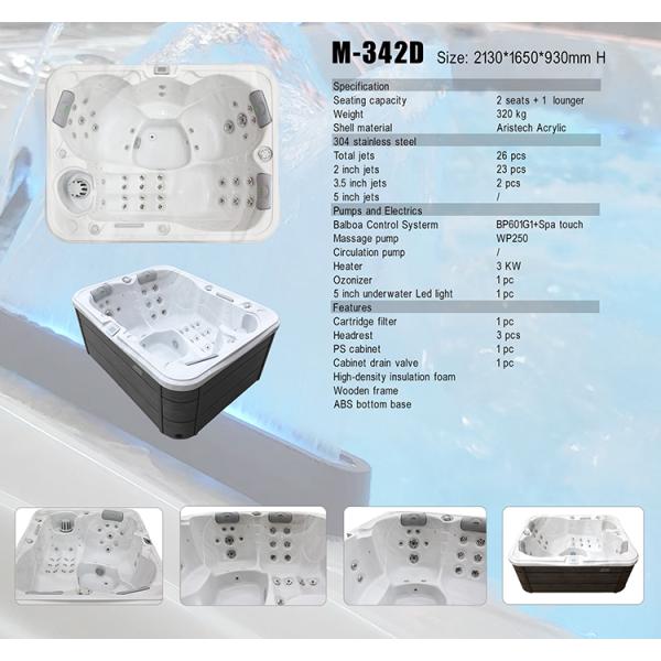 Temps de loisirs en famille Jacuzzi en plein air Spa baignoire thermale avec fonction hydrothérapie de massage chauffant