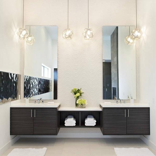 Melamine Bathroom Vanity Units Cabinet Modern Dark Grey Wood Texture