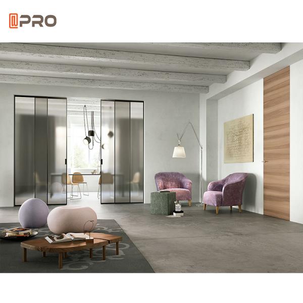 Slim Aluminum Frame Sliding Glass Door For Wardrobe / Bedroom
