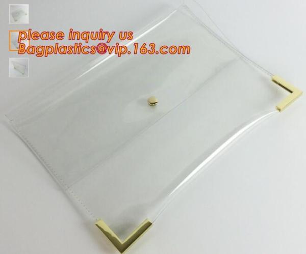 Button Closure PVC Clutch Bag For Women Handbag Snap Sleeve Cosmetic Makeup Bag, Satchel Golden Handle Chain Clutch PVC