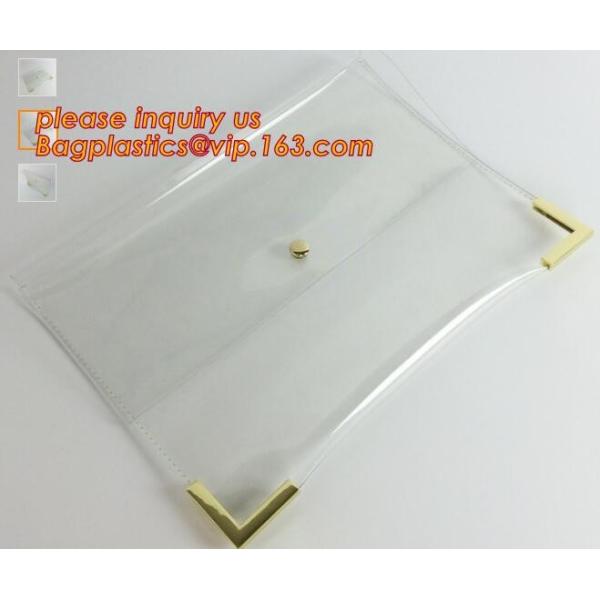 Button Closure PVC Clutch Bag For Women Handbag Snap Sleeve Cosmetic Makeup Bag, Satchel Golden Handle Chain Clutch PVC