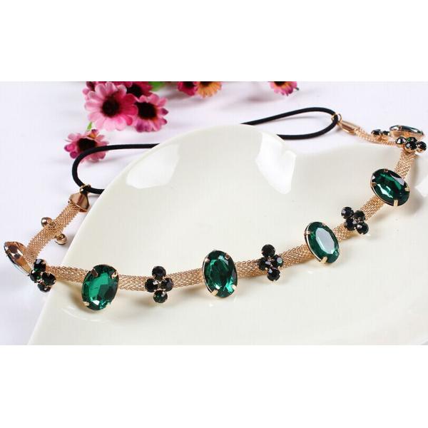 Hot Hair texture flashing emerald diamond hair hoop headband hair jewelry