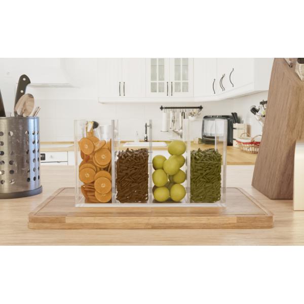 Acrylic Pen Holder 4 Compartments Clear Pencil Holder Organizer Makeup Brush Holder