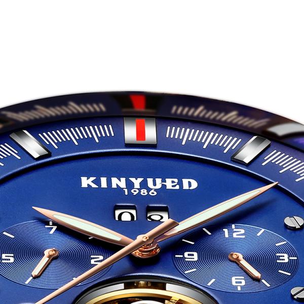 KINYUED J019-6 Tourbillon automatic mechanical  genuine leather business waterproof men watches