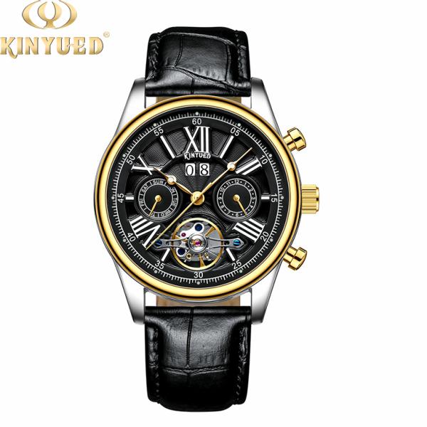 Business Modern Tourbillon Mechanical Watch 22mm Width Soft Band