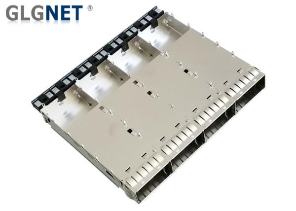 1x4 Multiple Ports QSFP28 Connector Cage With Heat Sink Light Pipe EMI Tabs