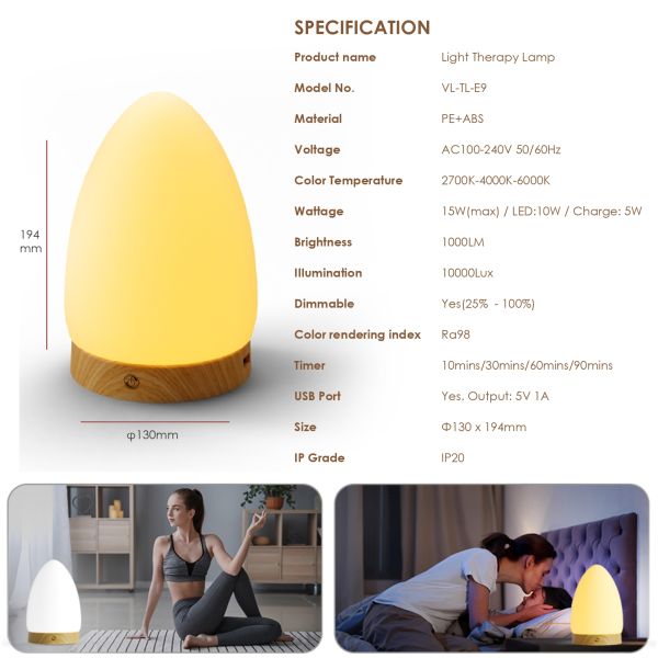 UV Free Sunlight Therapy Lamp Modern Full Spectrum Sunlight Lamp Unique Design