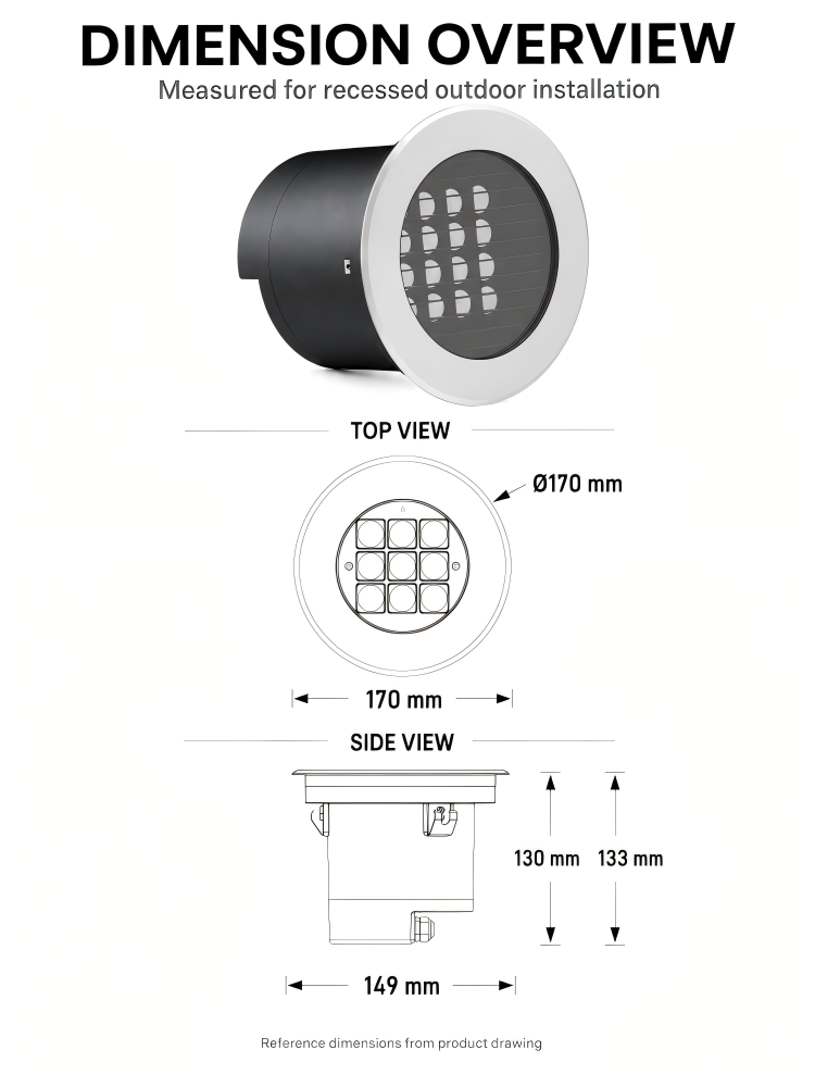 IP68 Waterproof 15-18W LED Inground Spotlight Outdoor Recessed Deck Pathway Lighting